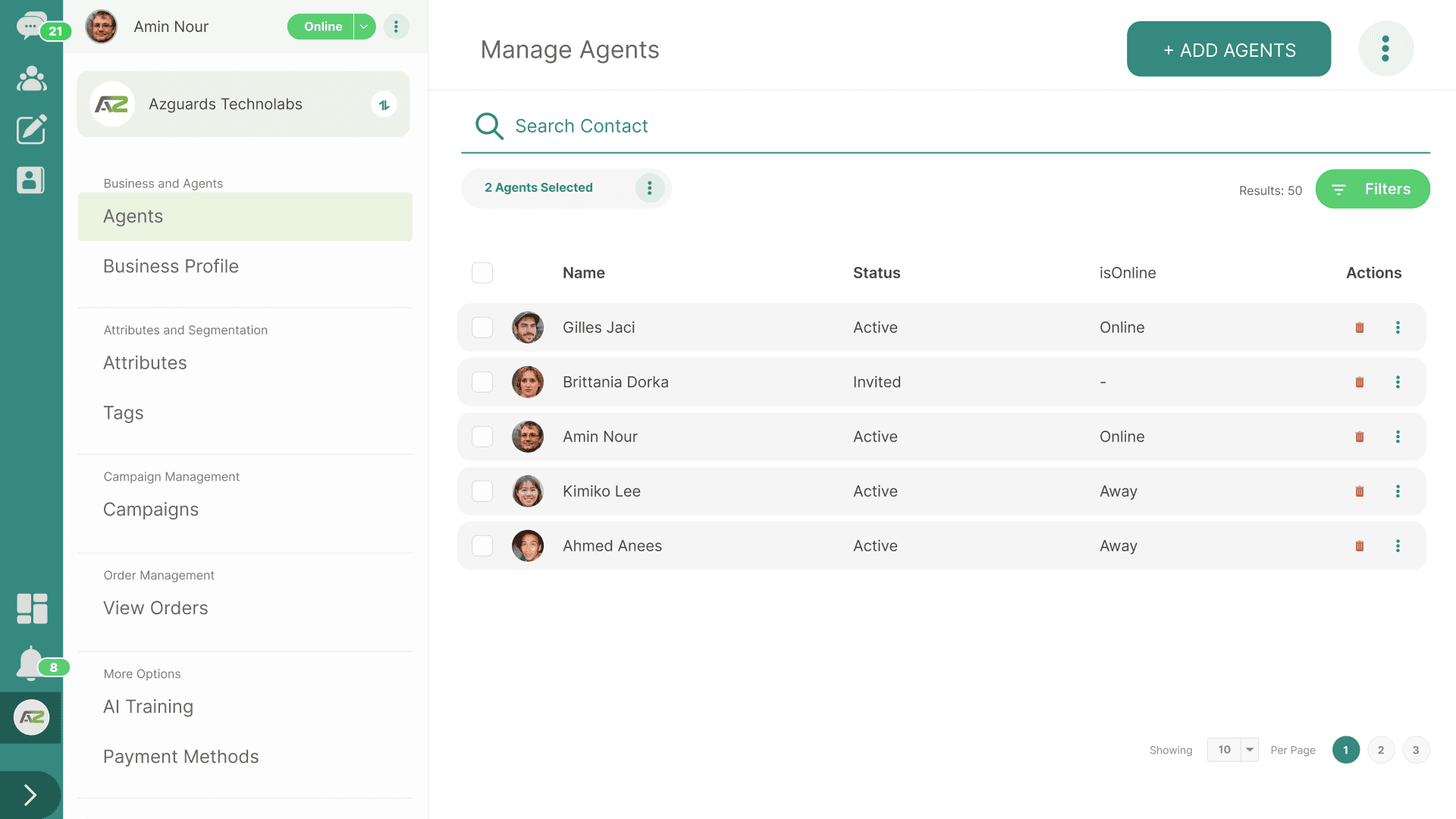 Inviting and Managing Agents