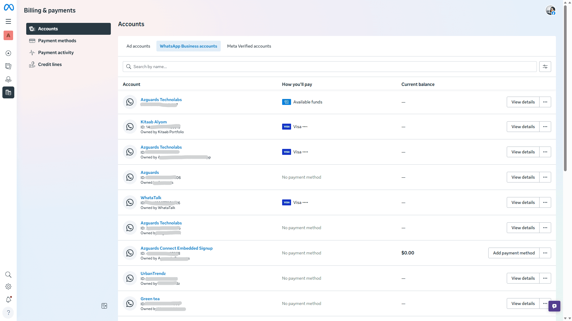 Payment Management (Meta Billing)