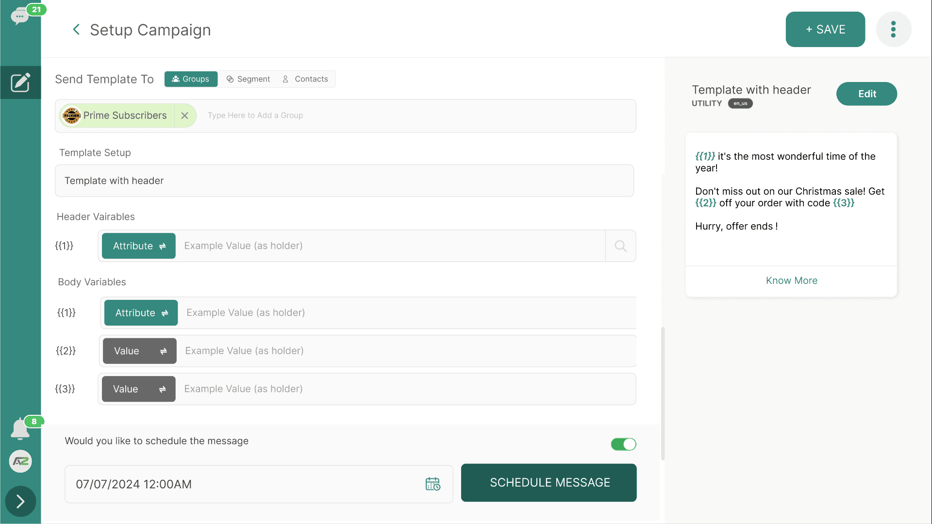 Campaign Setup and Variable Mapping